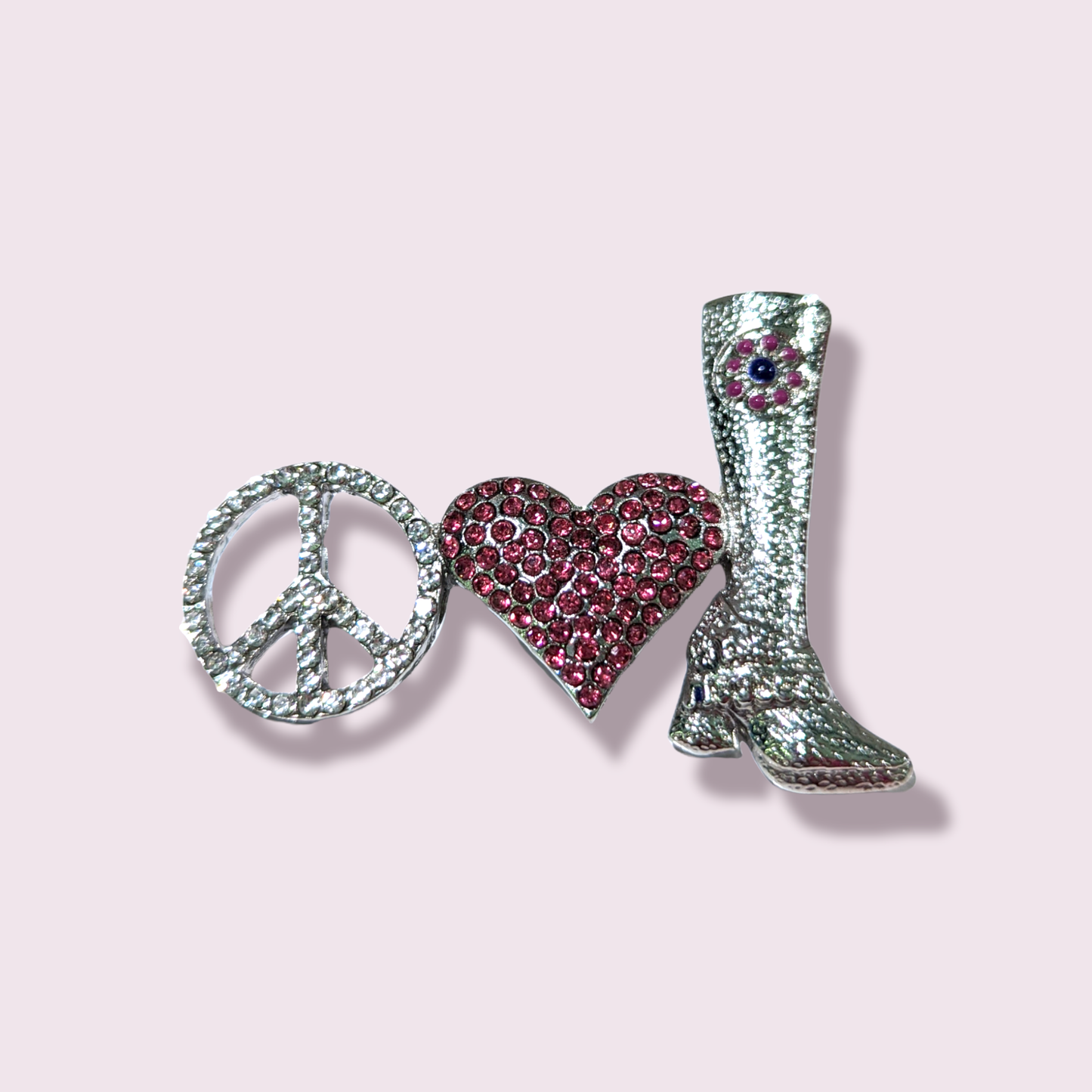 Pin Peace, Love & Boot Bling Pin